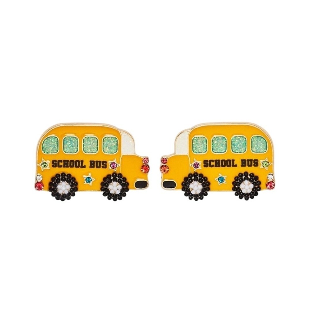 Sugarfix by BaubleBar Field Trippin‎ School Bus Yellow Enamel Stud Earrings NEW